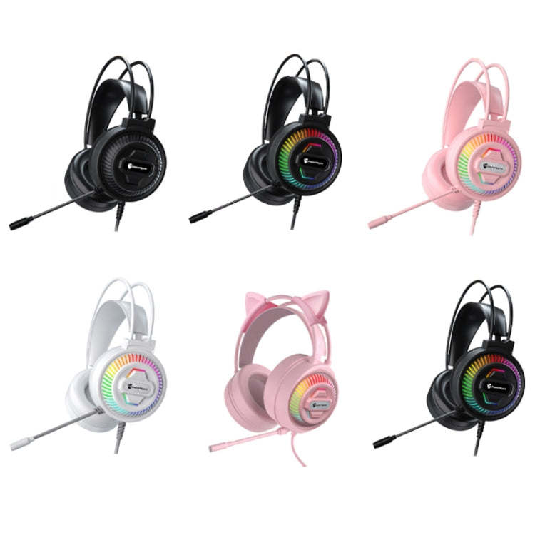 PANTSAN PSH-400 Auriculares con cable RGB luminosos montados en la cabeza para computadora USB, 3.5mm Single Plug, 3.5mm Black, 3.5mm Pink, 3.5mm White, 3.5mm Pink+Cat Ear, 7.1 USB