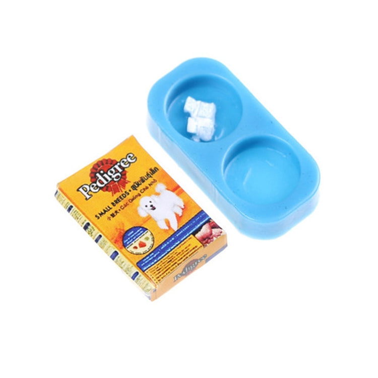 Casa de muñecas Mini perro gato comida para mascotas con plato muebles de simulación modelo Juguetes