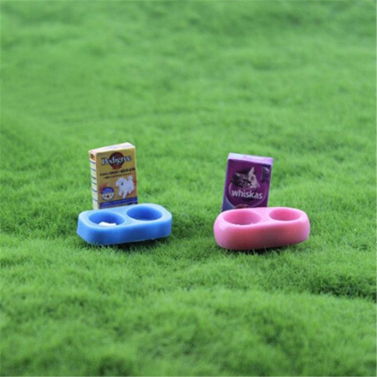 Casa de muñecas Mini perro gato comida para mascotas con plato muebles de simulación modelo Juguetes