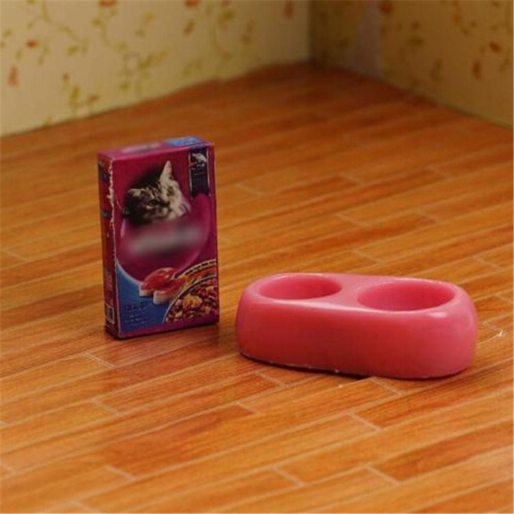 Casa de muñecas Mini perro gato comida para mascotas con plato muebles de simulación modelo Juguetes