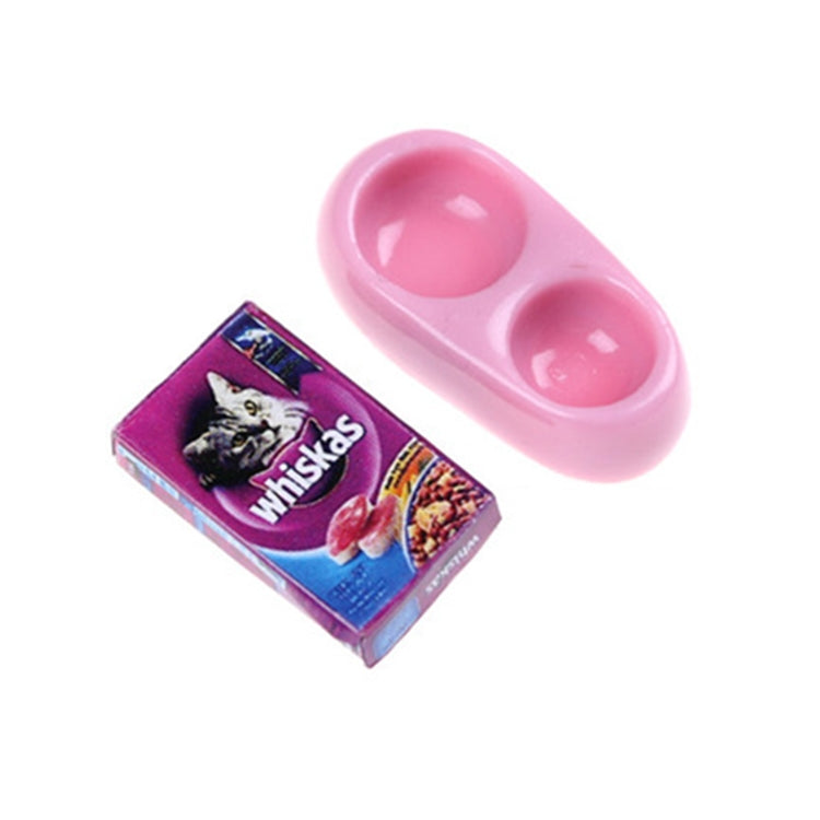 Casa de muñecas Mini perro gato comida para mascotas con plato muebles de simulación modelo Juguetes