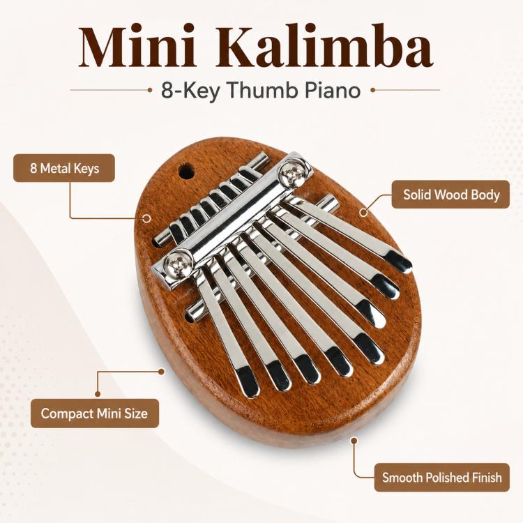 Mini instrumento Carimba de piano de pulgar de 8 notas