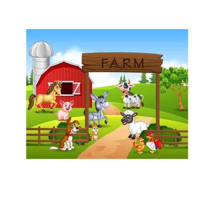 Tela de fondo para fotografía con tema de cumpleaños de niños de granja de animales de 2,1 m x 1,5 m, Animal Farm