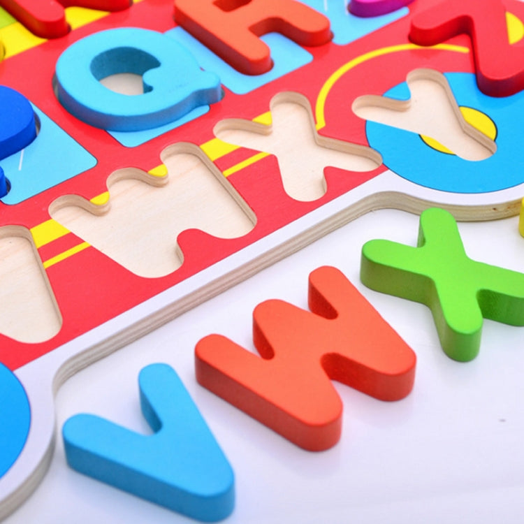 Rompecabezas de juguete para niños, tablero de mano de dibujos animados para guardería, rompecabezas de madera contrachapada para niños, cognición del alfabeto Digital