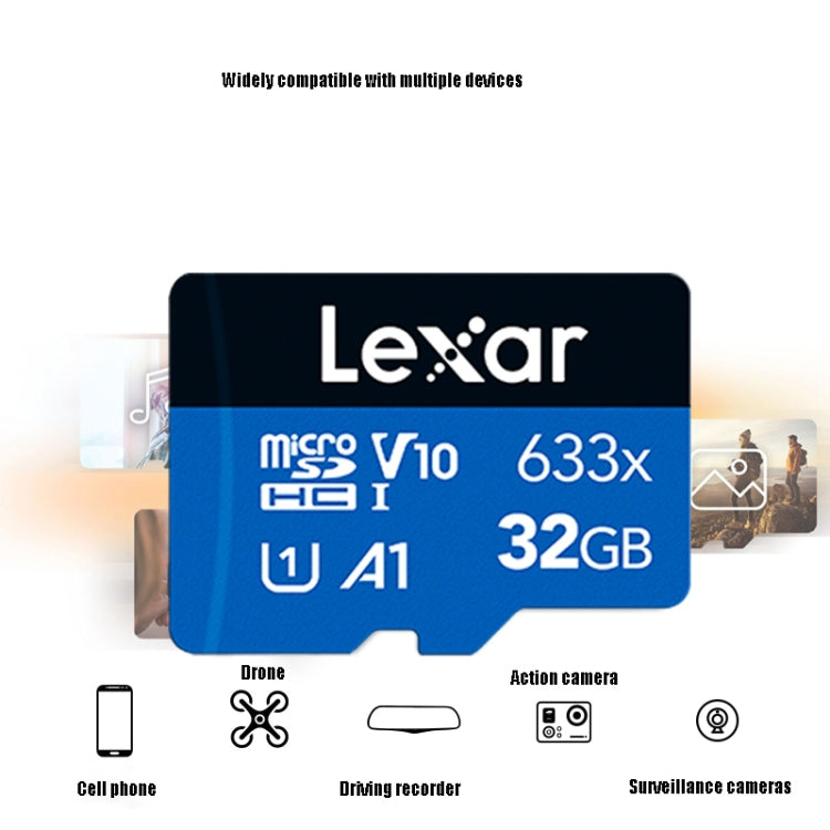 Lexar 633x 32GB Tarjeta de memoria TF para teléfono móvil de alta velocidad Tarjeta de memoria grabadora de conducción, 32GB