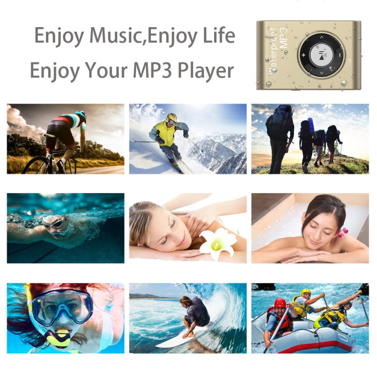 IPX8 impermeable natación buceo deportes reproductor de música MP3 con clip y auricular, soporte FM, 4GB, 8GB