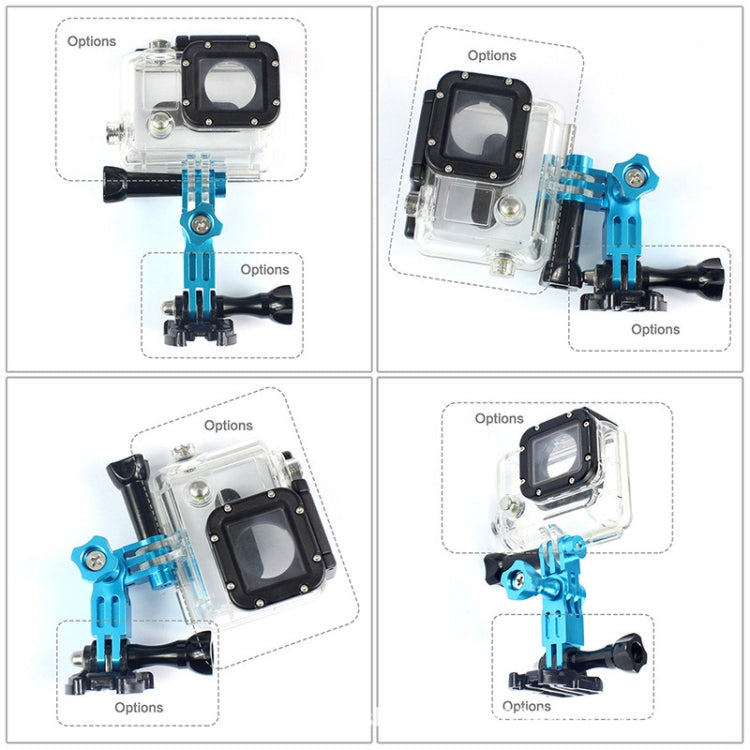 Cámara de acción Universal Aleación de aluminio Brazo de ajuste de tres vías Adaptador de 360 grados, Rojo, Azul, Negro