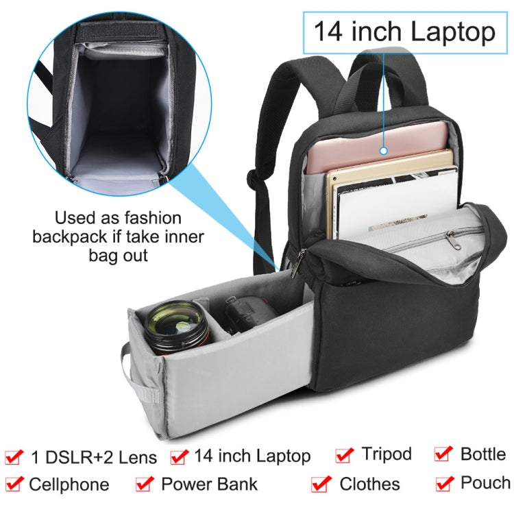 CADeN L4 Mochila informal de doble capa para computadora de negocios Bolsa para cámara digital multifunción USB