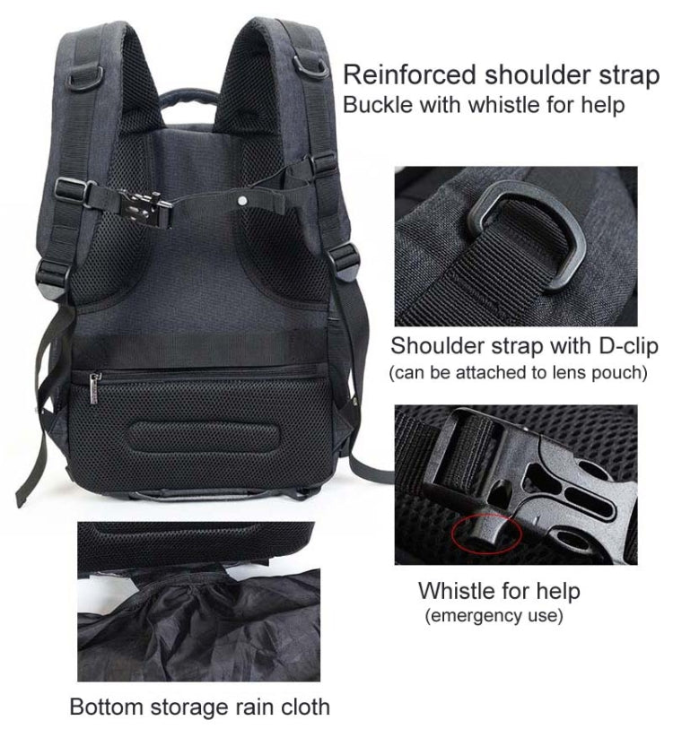 CADeN USB SLR Bolsa para cámara Canon Nikon Profesional Impermeable Portátil Bolsa para cámara unisex