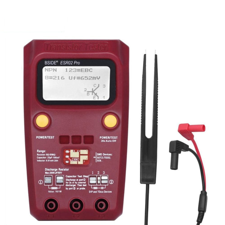 BSIDE ESR02 Pro Mesa de prueba de transistores digitales M328 Probador de capacitancia de inductancia de resistencia ESR