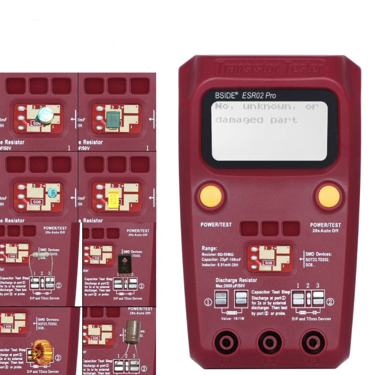 BSIDE ESR02 Pro Mesa de prueba de transistores digitales M328 Probador de capacitancia de inductancia de resistencia ESR