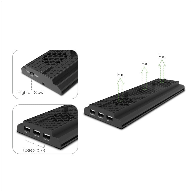 DOBE TYX-1768 disipa el calor Base de soporte Vertical Base de refrigeración soporte del ventilador de refrigeración para consola de juegos Xbox One X, TYX-1768
