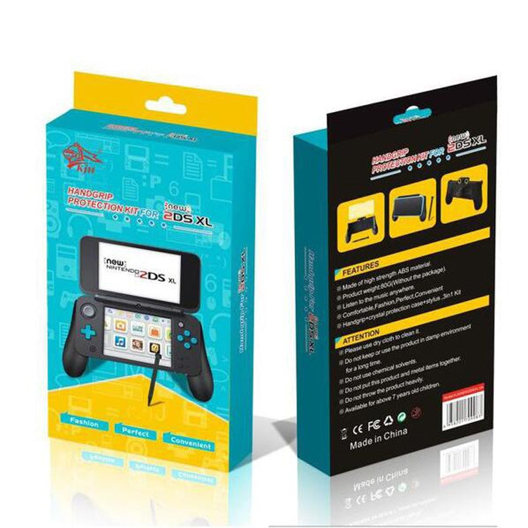 Kit de empuñadura KJH 3 en 1, empuñadura de juego + cubierta de cristal + lápiz táctil para NUEVO 2DS LL, For NEW 2DSLL