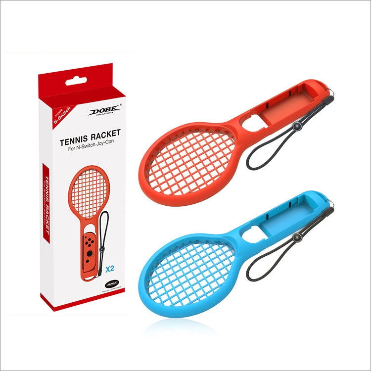 BODE raqueta de tenis con mango pequeño izquierdo y derecho, agarre de juego NS, mango de juego deportivo TNS1843 para interruptor, Tennis Racket (Red and blue)