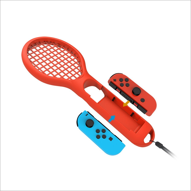 BODE raqueta de tenis con mango pequeño izquierdo y derecho, agarre de juego NS, mango de juego deportivo TNS1843 para interruptor, Tennis Racket (Red and blue)