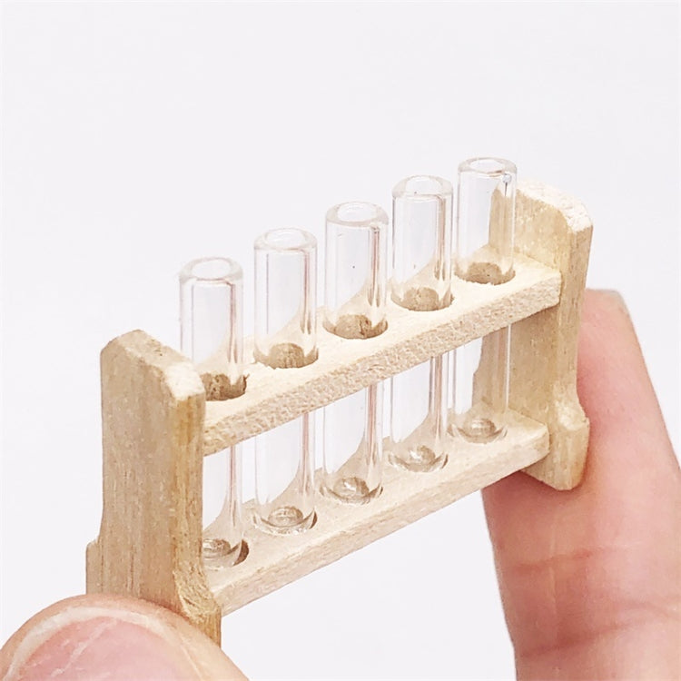 3 juegos 1:12 mini casa de muñecas laboratorio tubo de vidrio estante de tubos de ensayo Comida en miniatura modelo de escena de juego, Glass Tube Test