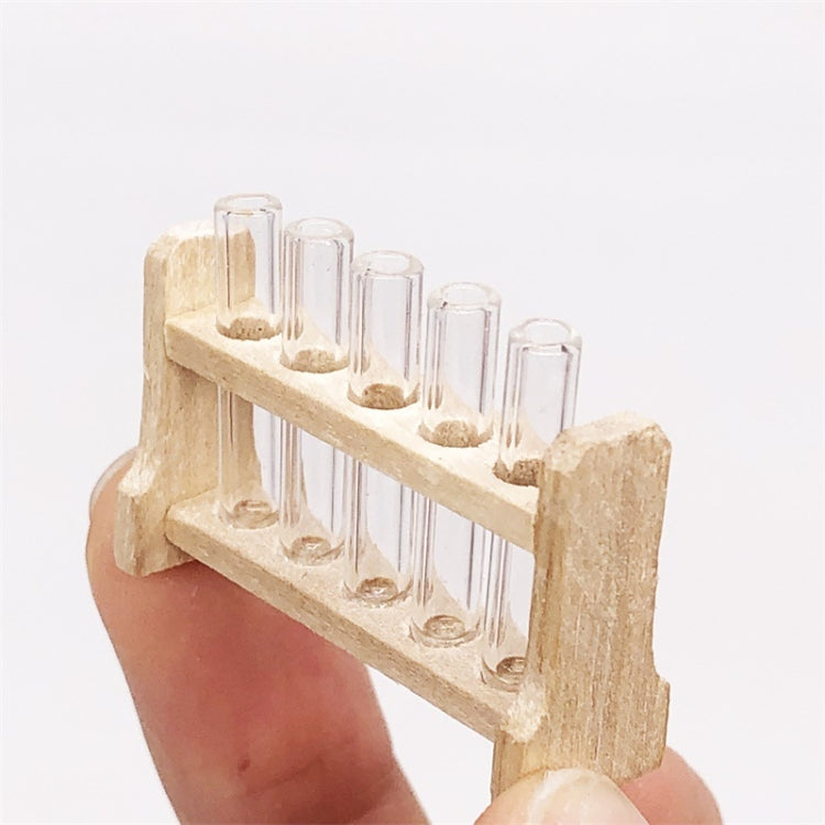 3 juegos 1:12 mini casa de muñecas laboratorio tubo de vidrio estante de tubos de ensayo Comida en miniatura modelo de escena de juego, Glass Tube Test