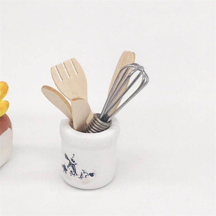 6 unids/set 1:12 Mini casa de juguete simulación batidor de huevos juego de tenedor accesorios de cocina, 6 PCS / Set Eggbeater Pot Fork Set