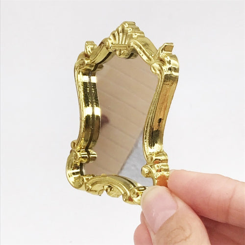 3 piezas Mini casa de muñecas muebles de bolsillo accesorios espejo clásico, Mirror
