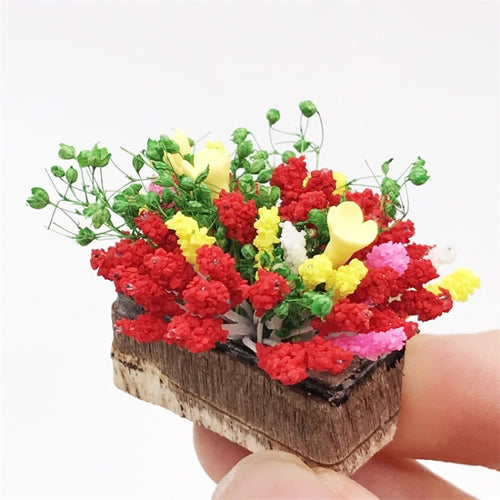 2 uds 1:12 mini casa de muñecas escena de jardín simulación flor en maceta flor de arcilla, Clay Flower
