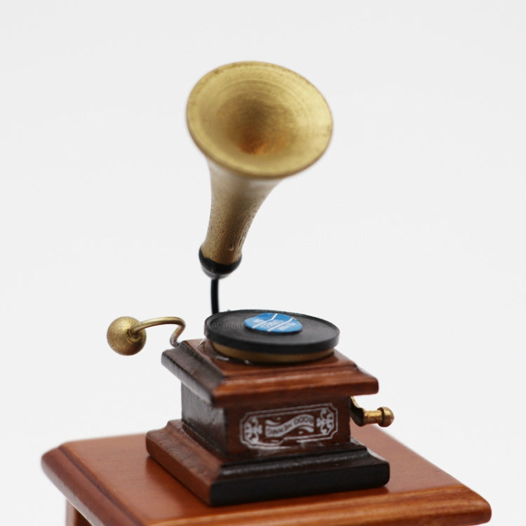 1:12 Mini Casa Juguete Simulación Retro Gramófono con Registro, Retro Gramophone with Record