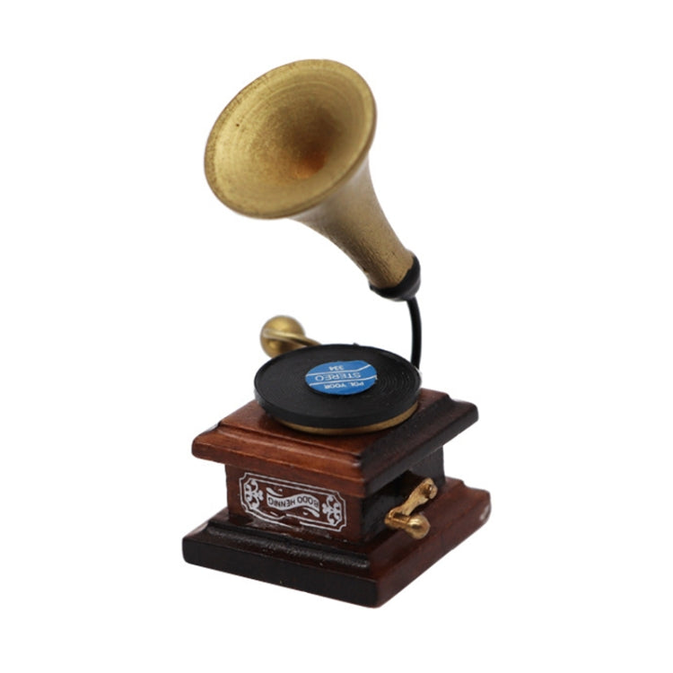 1:12 Mini Casa Juguete Simulación Retro Gramófono con Registro, Retro Gramophone with Record