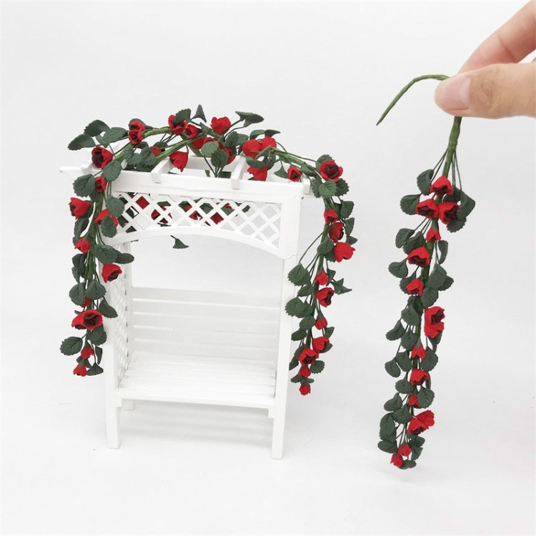 1:12 Mini Casa Juguete Simulación Rosa Cuerda para Caballete Columpio Escena de Jardín, Rose String Swing