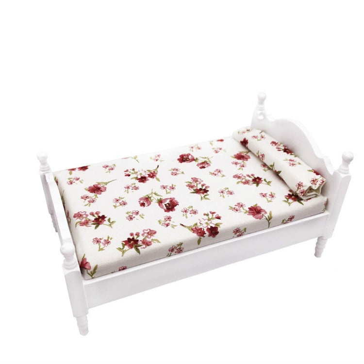 1:12 Mini Casa Juguete Simulación Dormitorio Cama Individual Blanca, Bedroom White Single Bed
