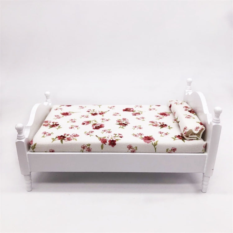 1:12 Mini Casa Juguete Simulación Dormitorio Cama Individual Blanca, Bedroom White Single Bed