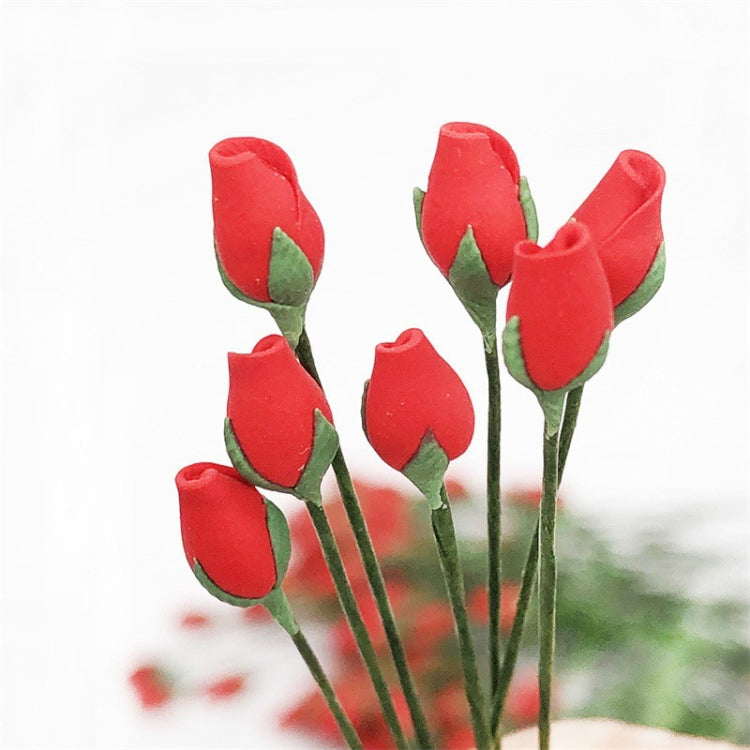 10 PCS 1:12 Mini Casa Juguete Simulación Rosa Hueso para Jardín Sala de estar, Rose Bone