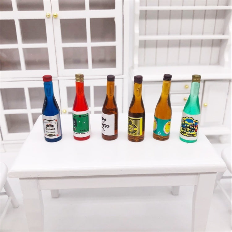 18 PCS / 3 Pack 1:12 Mini Dollhouse Pocket Simulación Fruta Vino Bebida Botella Adornos Modelo, Wine Drink Bottle