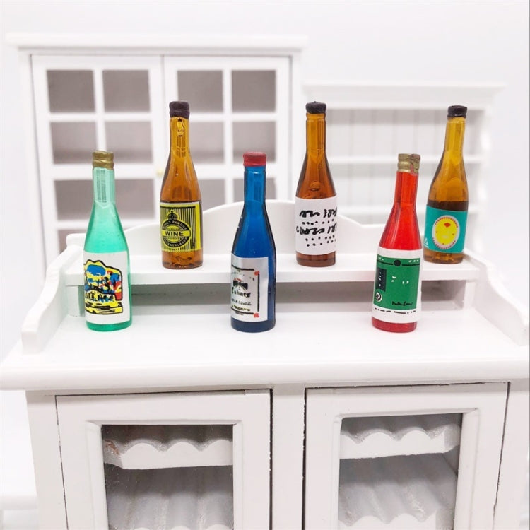 18 PCS / 3 Pack 1:12 Mini Dollhouse Pocket Simulación Fruta Vino Bebida Botella Adornos Modelo, Wine Drink Bottle