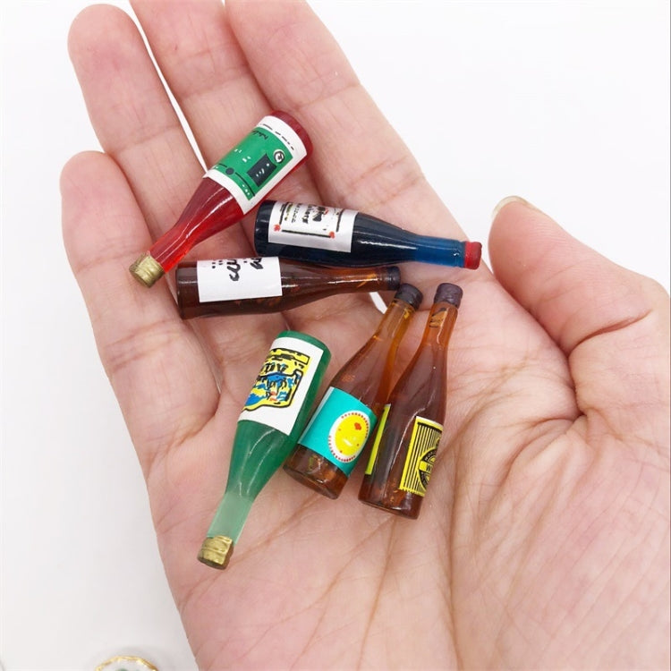 18 PCS / 3 Pack 1:12 Mini Dollhouse Pocket Simulación Fruta Vino Bebida Botella Adornos Modelo, Wine Drink Bottle