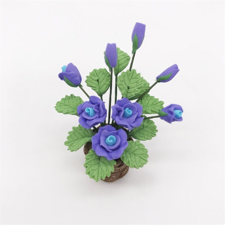 1:12 Mini Casa de Juguete Simulación de Flores de Rosa Púrpura Modelo de Juguete, Purple Rose Flowers