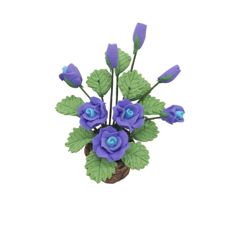 1:12 Mini Casa de Juguete Simulación de Flores de Rosa Púrpura Modelo de Juguete, Purple Rose Flowers