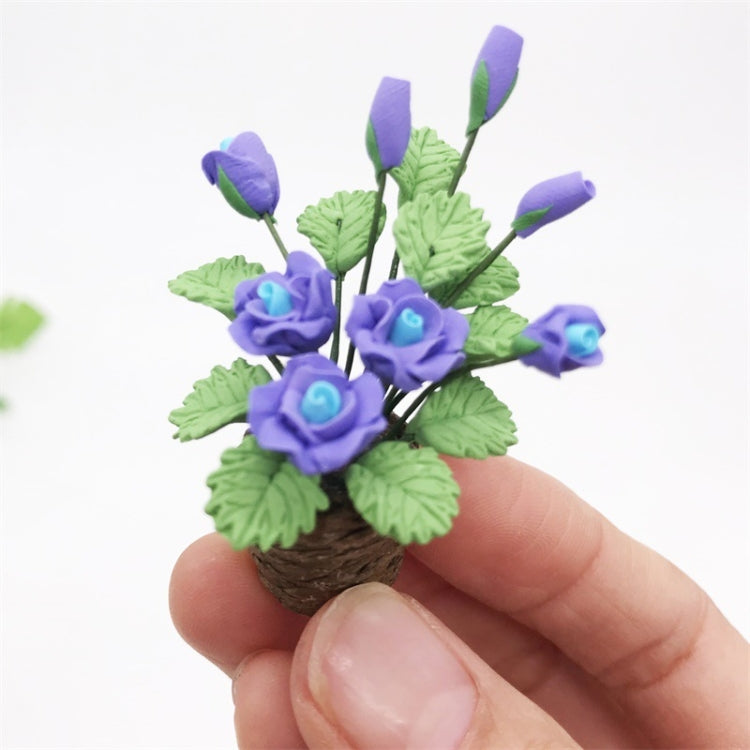 1:12 Mini Casa de Juguete Simulación de Flores de Rosa Púrpura Modelo de Juguete, Purple Rose Flowers