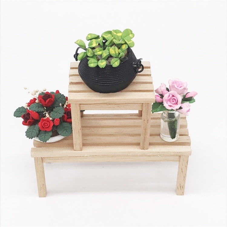 Mini casa de juguete 1:12, adorno de rosa en maceta con flores de simulación para jardín, Rose