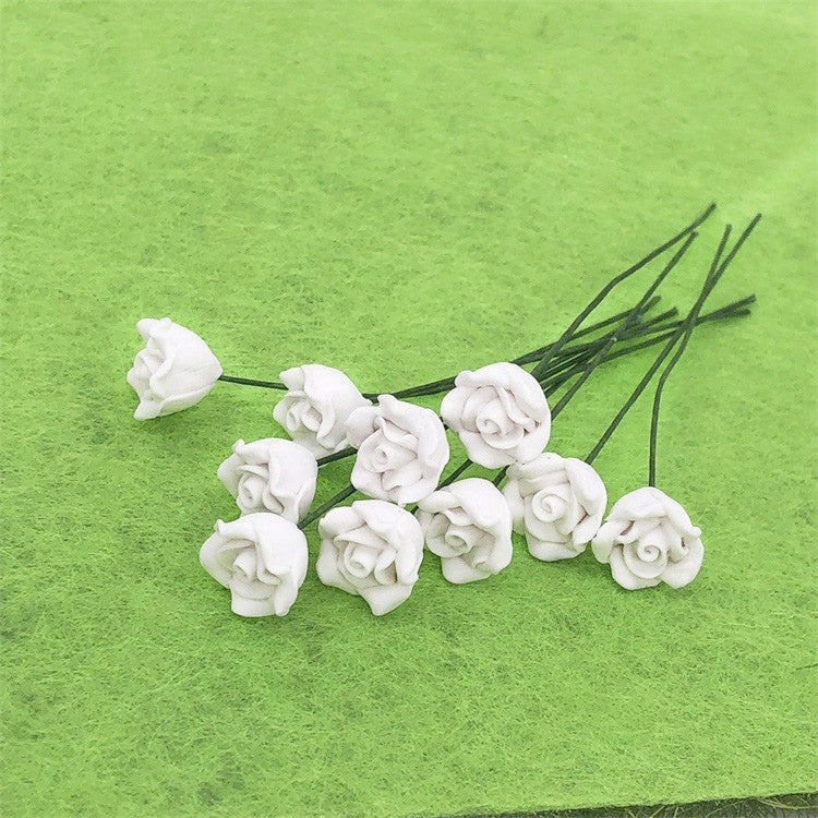 10 Uds. 1:12 Mini casa de muñecas jardín dormitorio escena decoración rosas, White