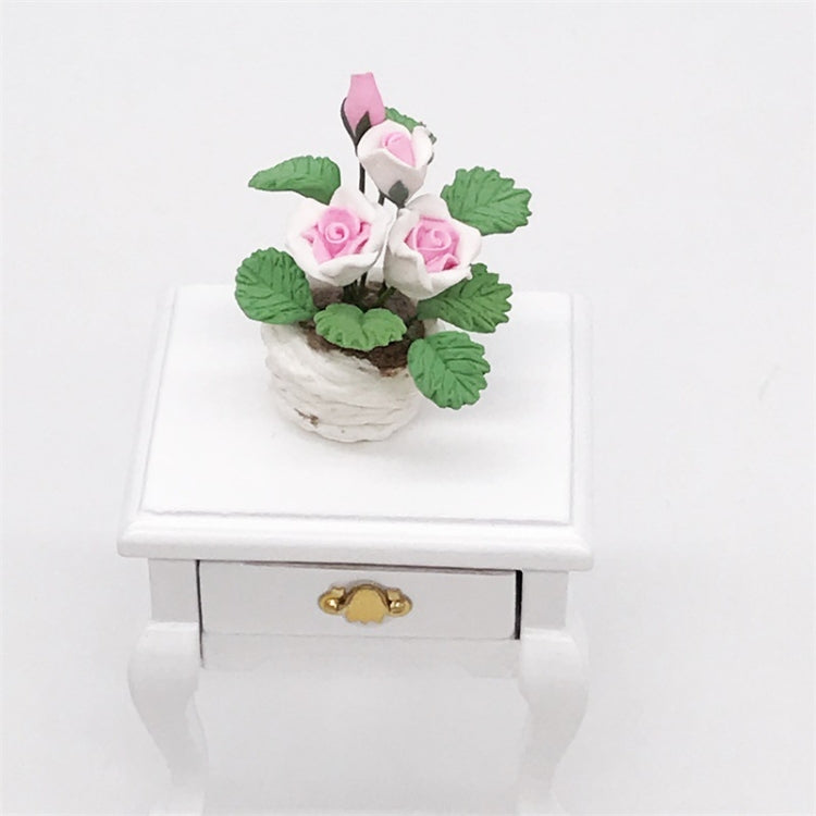 1:12 Mini Casa Juguete Adornos de bolsillo Simulación Planta en maceta Rosa, Pink and White Rose