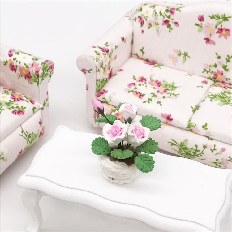 1:12 Mini Casa Juguete Adornos de bolsillo Simulación Planta en maceta Rosa, Pink and White Rose