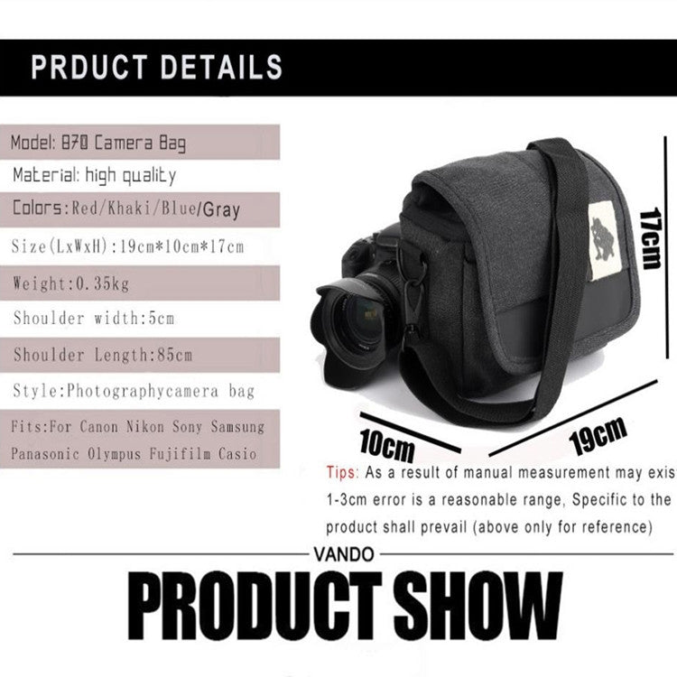 Bolso bandolera universal para cámara DSLR Bolso fotográfico de lona, Tamaño externo: 19 x 17 x 10 mm