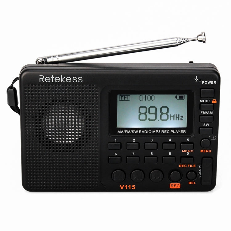 Retekess V-115 Radio de banda completa FM AM Reproductor de MP3 portátil, V-115