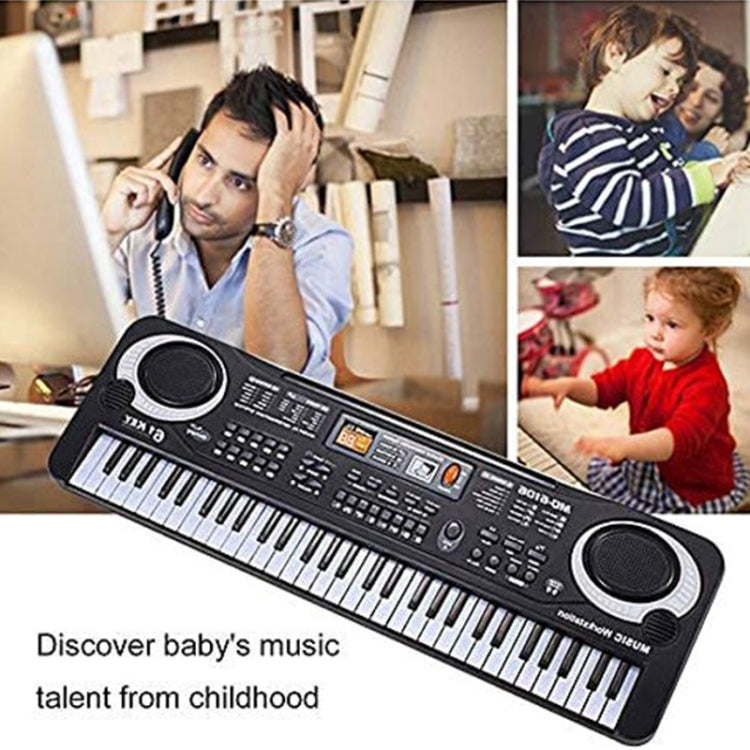 MQ-6106 Piano Electrónico de Simulación Multifunción para Niños de 61 Teclas Juguetes Musicales de Inteligencia para Niños, Enchufe de la UE, MQ-6106 61-key Piano