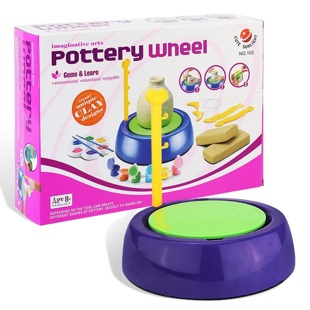 Mini portátil DIY Manual de porcelana eléctrica, cerámica, arte infantil, manualidades educativas, regalos de Navidad, DIY Manual Porcelain Pottery