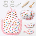 11 unids/set Kit de cocina para niños, disfraz de Chef de cocina, juego de rol, delantal, sombrero, guantes, conjunto para niños, 11 PCS / Set Chef Set