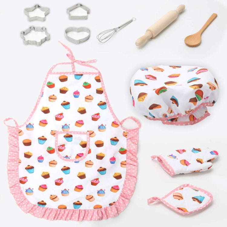 11 unids/set Kit de cocina para niños, disfraz de Chef de cocina, juego de rol, delantal, sombrero, guantes, conjunto para niños, 11 PCS / Set Chef Set