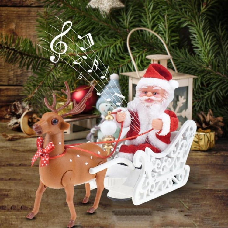 Novedad, muñeco de Papá Noel con trineo de alces creativo con música, coche eléctrico Universal, juguete, regalo de Navidad