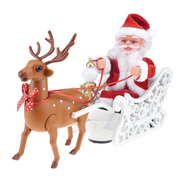 Novedad, muñeco de Papá Noel con trineo de alces creativo con música, coche eléctrico Universal, juguete, regalo de Navidad