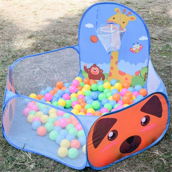 Tienda de campaña segura para interior y exterior para niños, parque infantil plegable, juego de dibujos animados, lanzamiento de baloncesto, piscina para niños
