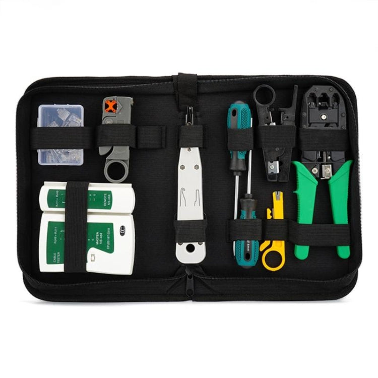 Juego de herramientas manuales para probador de abrazadera de Cable de red de tres usos, Kit de reparación de red doméstica, 12 in 1